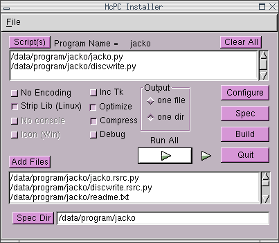 Screenshot of McPC