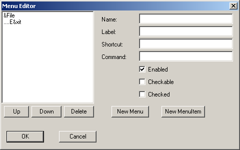 menu editor window