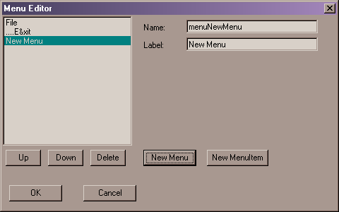 New Menu Dialog Box