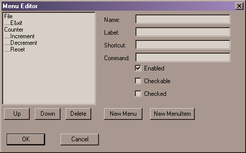 Menu Editor With All Menu Items Defined